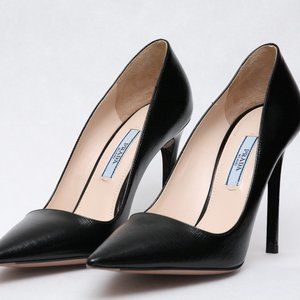Prada Black Saffiano Leather Heels